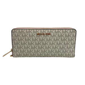 Michael Kors Jet Set Cream Continental Zip Around Wallet